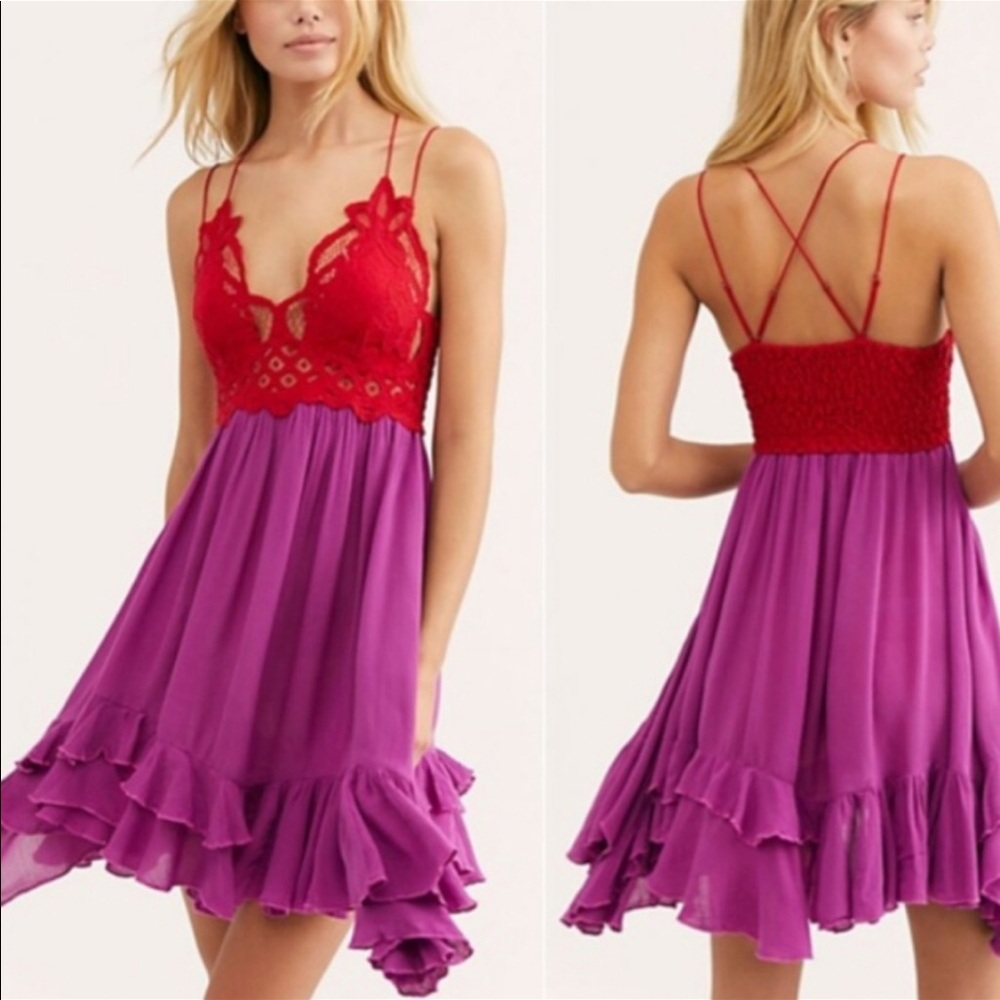 Free People One Adella Lipstick combo Crochet Dress